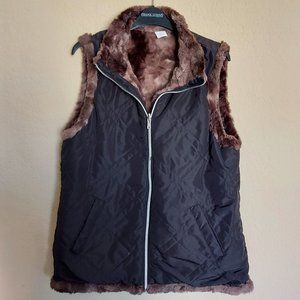 Reversible Black and Brown Faux Fur Vest